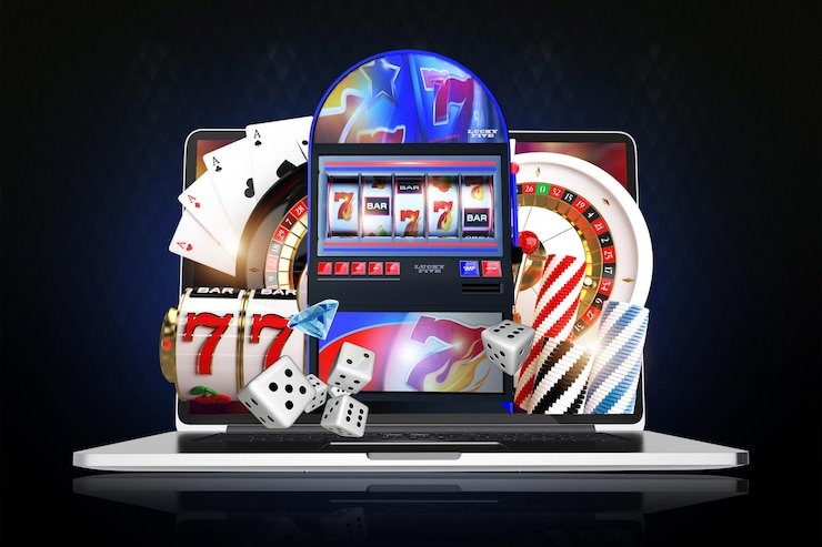Mesin slot digital dengan tampilan warna-warni dan fitur putaran bonus